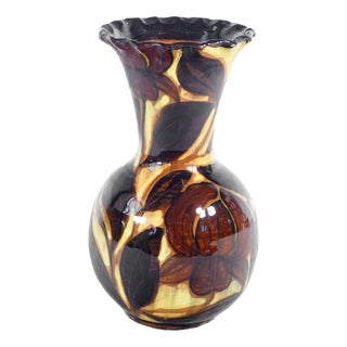 Vintage Art Deco Ceramic Vase with Leaves attributed to RBC Bini & Carmignani, Italy For Sale