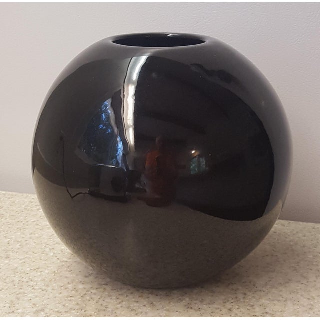 Black 1980s Haeger Modernist Black Ceramic Sphere and Tall Vase - a Pair For Sale - Image 8 of 12