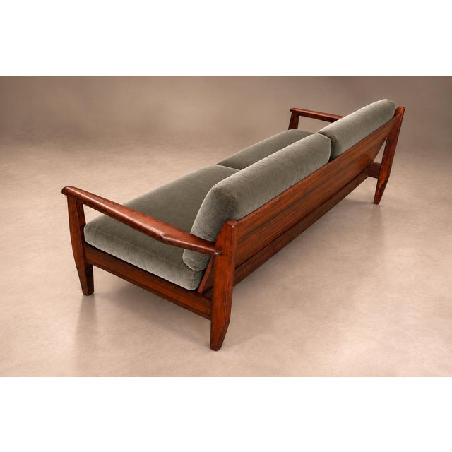 Wood Brazilian Modern Sofa in Rosewood and Celadon Mohair, Attributed to Jean Gillon, Brazil, 1960s - Lot 703 For Sale - Image 7 of 18