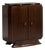 1930-1939 France Rich Walnut Brown Art Deco Marble-Top Bar Cabinet For Sale