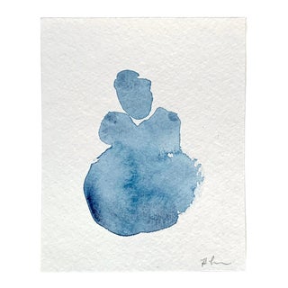 Blue Woman Vii, Mothers Day, Contemporary Watercolor on Paper, Gesture Drawing For Sale