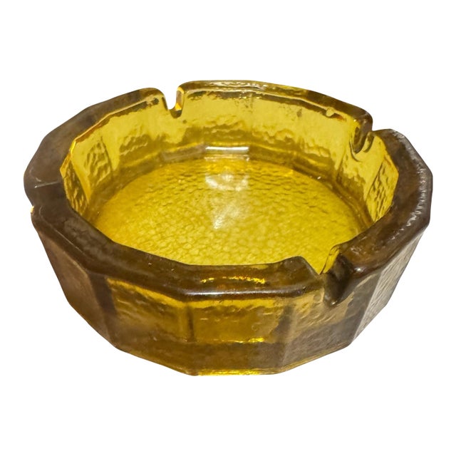 MCM Blenko Glass Co. Heavy Honey Ashtray Catchall Cigars Cigarettes Collectible For Sale