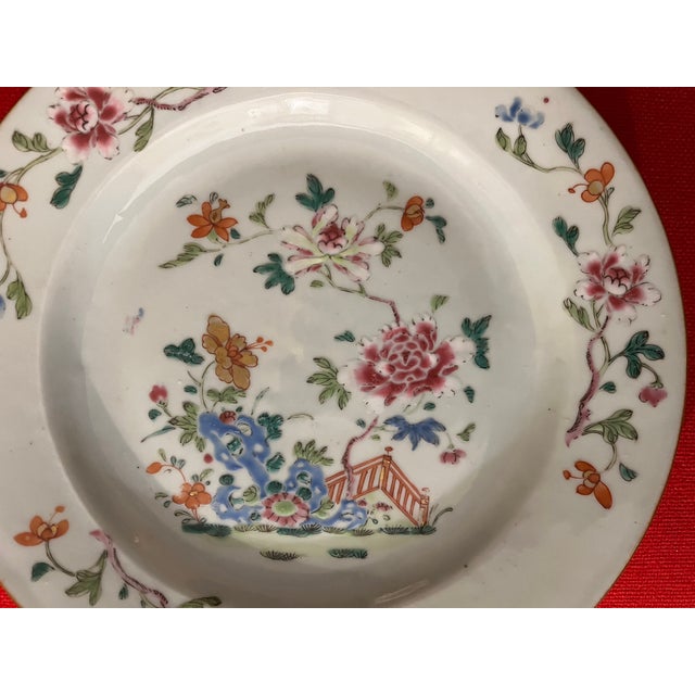 Antique 18th Century Chinese Export Porcelain Qianlong Famille Rose Plate For Sale - Image 4 of 9