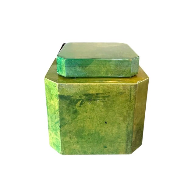 Vintage Italian Mid Century Barware Marbled Green Hexagonal Lacquereare / Lacquered Ice Bucket For Sale In Dallas - Image 6 of 8