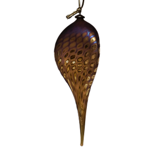 Early 20th Century Signed Zweifel Art Glass Iridescent Teardrop Ornament