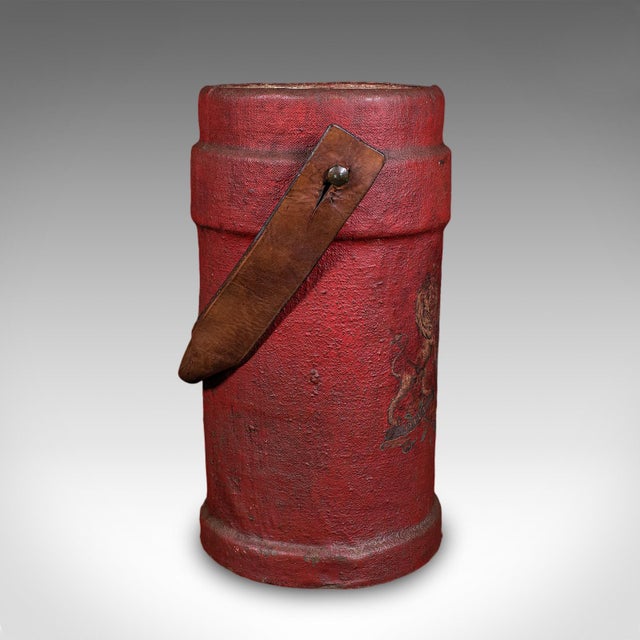 English Antique Decorative Stick Stand, English, Leather, Basket, Storage Bin, c.1920 For Sale - Image 3 of 9