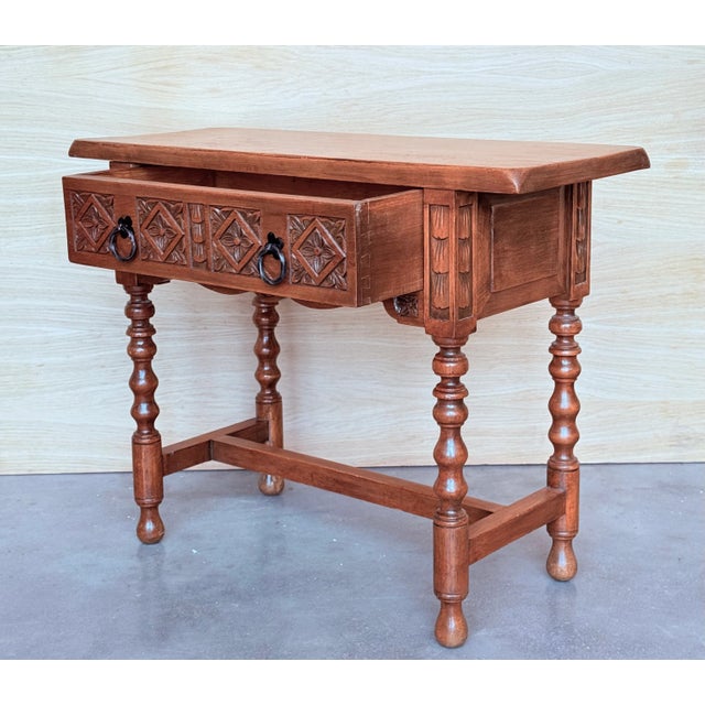 1920s Large Spanish Nightstand with Drawer, 1920 For Sale - Image 5 of 15