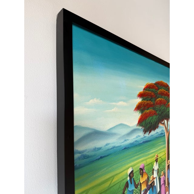 Vintage Barnes Folk Art Market Scene Oil on Canvas Painting – Framed For Sale - Image 13 of 14