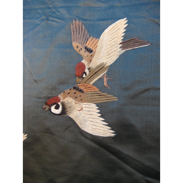Japanese Silk Embroidery Panel Circa 1920 For Sale - Image 12 of 15