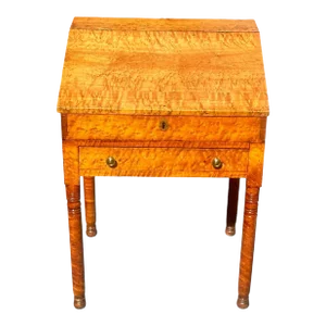 Antique Federal Period Solid Bird's Eye Maple Clerk's Desk With Single Drawer