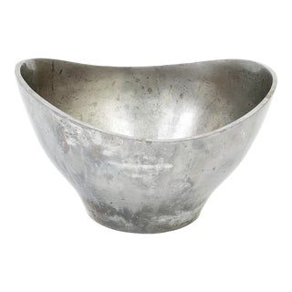 Large Mid Century Modern Free Form Nambe Style Silver Metal Serving Bowl For Sale