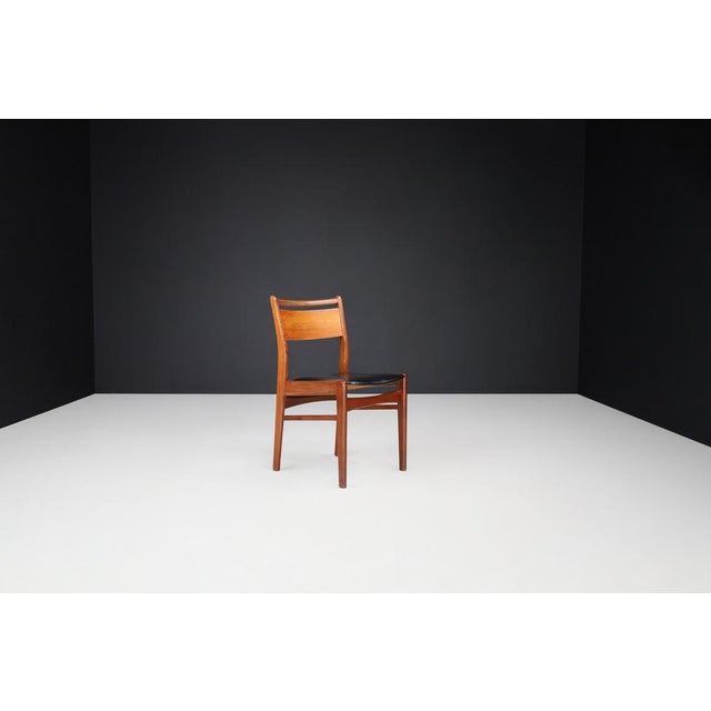 Wood Scandinavian Modern Teak and Leather Dining Chairs, Denmark, 1960s, Set of 6 For Sale - Image 7 of 10