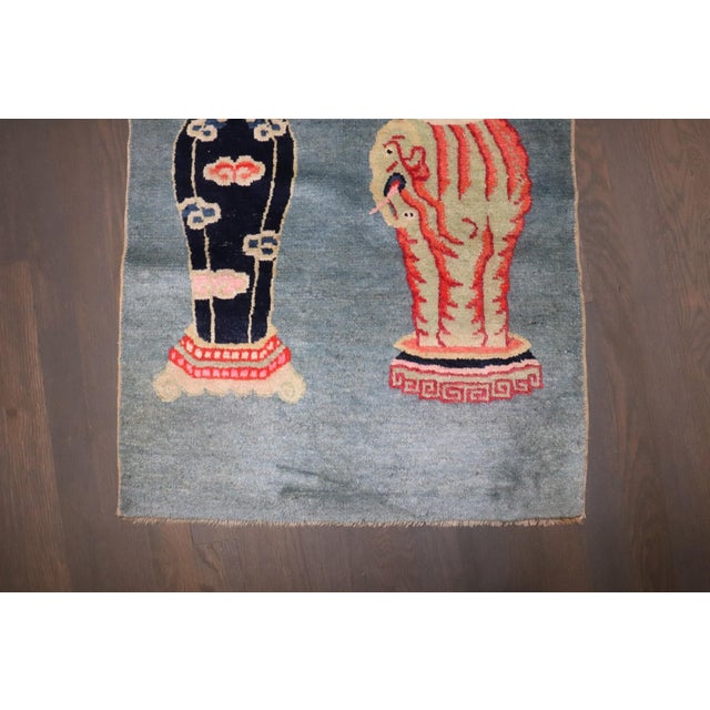 Early 20th Century Light Blue Chinese Batou Small Rug - 2' x 4'2" For Sale In New York - Image 6 of 6