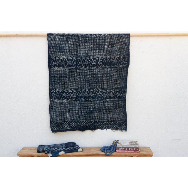 Textile Stellar Indigo Mud Cloth Throw For Sale - Image 7 of 7
