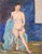 American Woman in a Blue Chair, Mid Century Nude Figure Painting by Genevieve Rogers For Sale - Image 3 of 5