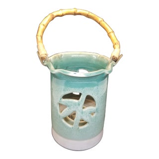 Vintage Handcrafted Lantern With Bamboo Handle, Made in Hawaii For Sale
