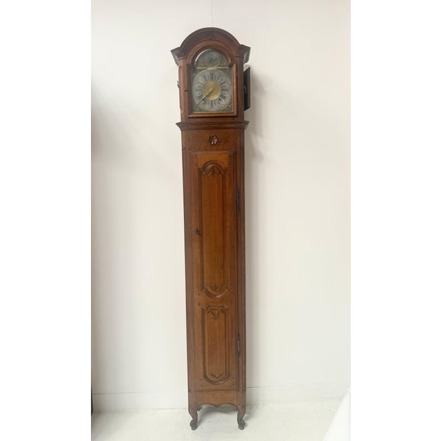 Louis XV Carved Oak Grandfather Clock, 18th Century For Sale - Image 17 of 17