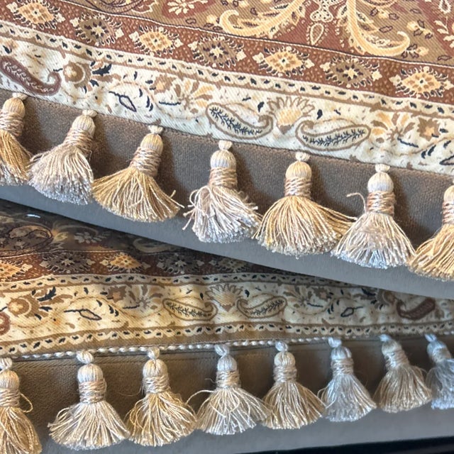 Italian Etro Tan Paisley Vintage Silk Scarf Pillow For Sale - Image 3 of 5