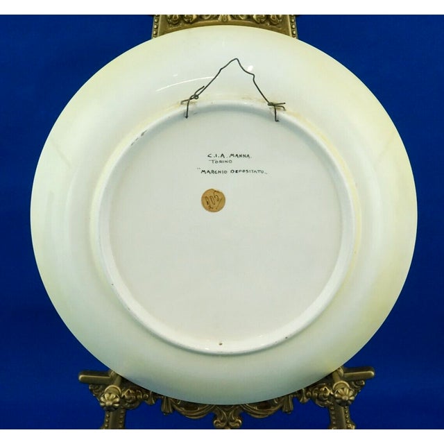 Large 20th Century Art Deco Ceramic Plate from CIA MANNA Turin, Italy, 1930s For Sale - Image 15 of 17