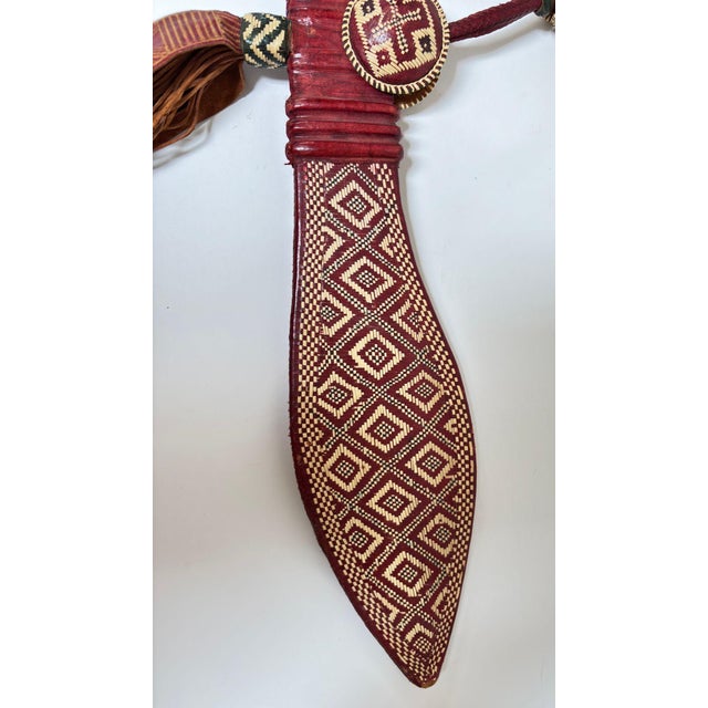Mandinka Ceremonial Sword With Decorated Red Leather Scabbard West Africa 1950 For Sale - Image 9 of 15