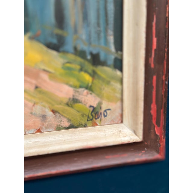 Bajo, Landscape with Fence, 1960s, Oil Painting on Panel, Framed For Sale - Image 8 of 16
