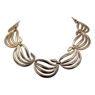 Vintage Signed Monet Goldtone Link Necklace, 1954 Ad Piece For Sale