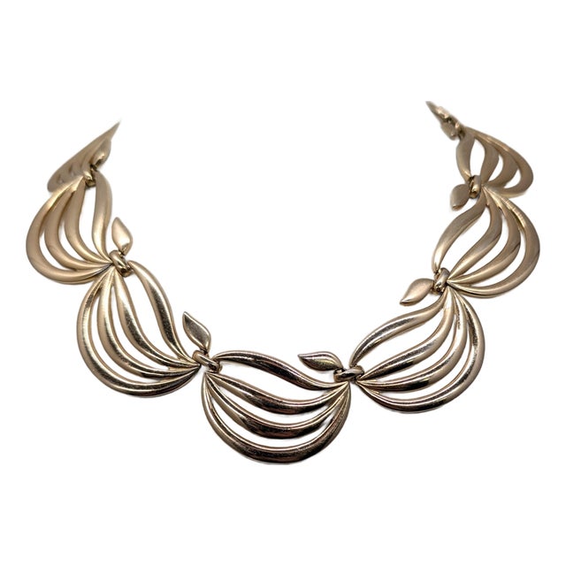Vintage Signed Monet Goldtone Link Necklace, 1954 Ad Piece For Sale