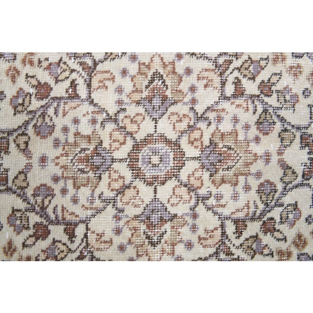 Vintage Turkish Hand-Knotted Wool Cotton Beige Area Rug For Sale - Image 4 of 10