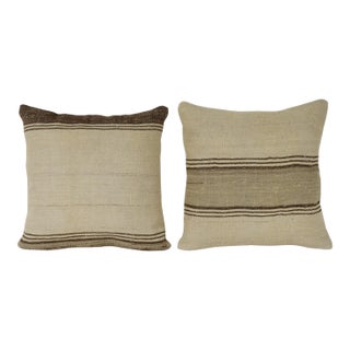 Turkish Hemp Kilim Pillow Cover - A Pair For Sale