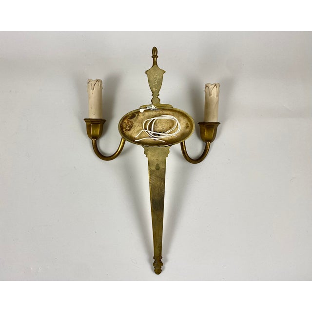 Antique Double Arm Wall Lights in Bronze, 1930, Set of 2 For Sale - Image 4 of 6