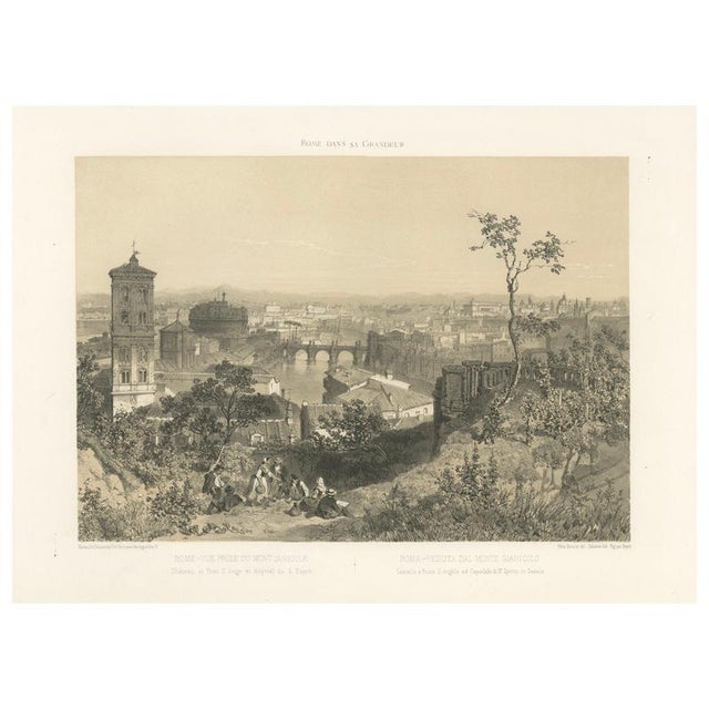 Benoist, Panoramic View from Janiculum Hill, Rome Tiber & Vatican, 1860s, Print For Sale - Image 9 of 9