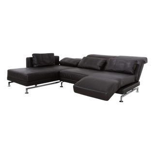 Moule Leather and Chrome Corner Sofa from Brühl For Sale