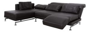 Moule Leather and Chrome Corner Sofa from Brühl