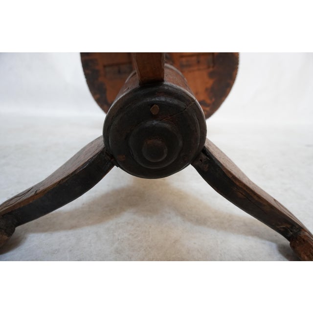 Antique Round Carved Wood Pedestal Side Table For Sale - Image 9 of 15