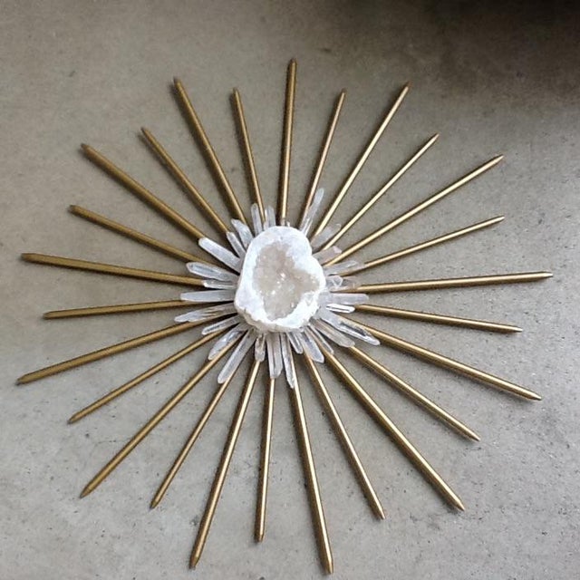 Brass & Raw Crystal Geode Starburst Wall Decor Chairish
