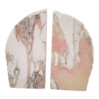 Vintage Natural Cut Polished Granite Marbled Book Ends - a Pair For Sale