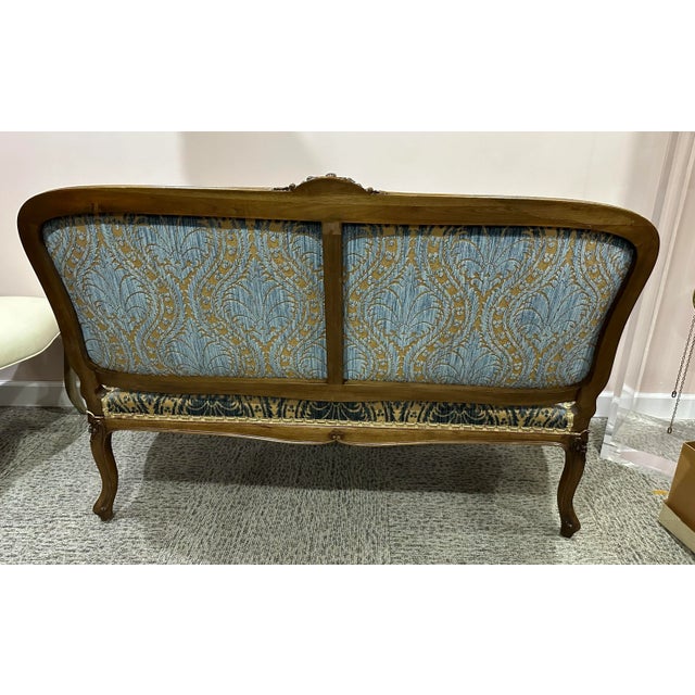 Royal Blue French Louis XV Style Sofa For Sale - Image 8 of 8