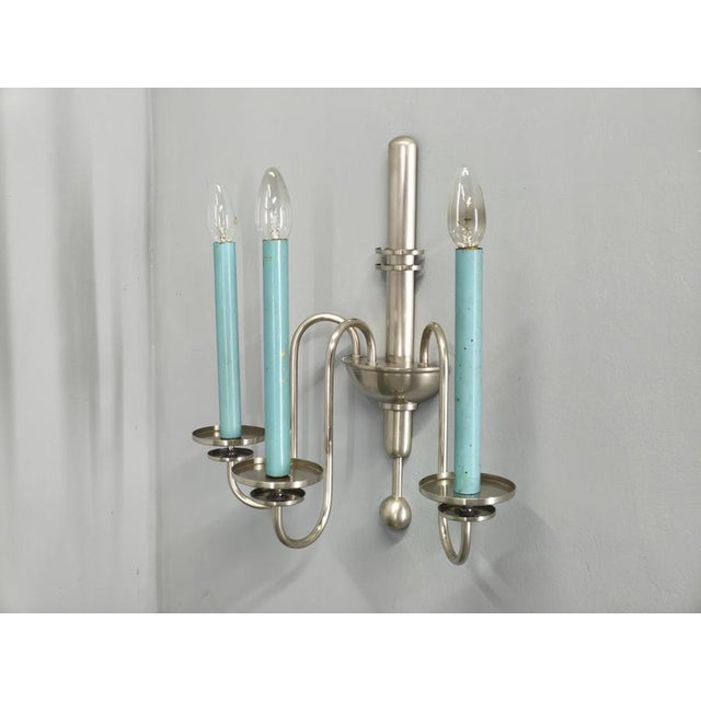 1930s Art Deco Chandelier with Matching Sconces, Czechoslovakia, 1930s, Set of 3 For Sale - Image 5 of 18