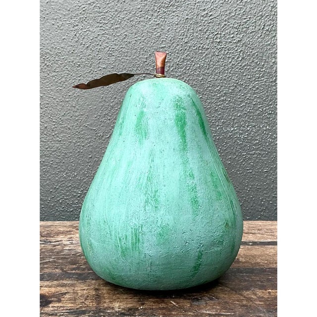 Vintage Green Painted Plaster Pear For Sale - Image 9 of 12