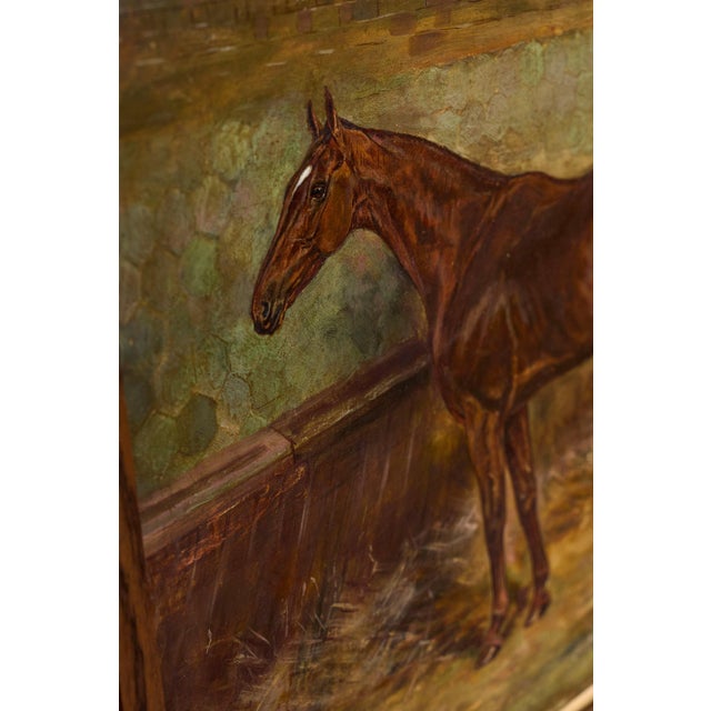 William Wasdell Trickett (1866–1939) “Balaam” 1913 Fine British Sporting Art Oil Painting – Equestrian Portrait of a Chestnut Horse in a Stable For Sale - Image 4 of 9