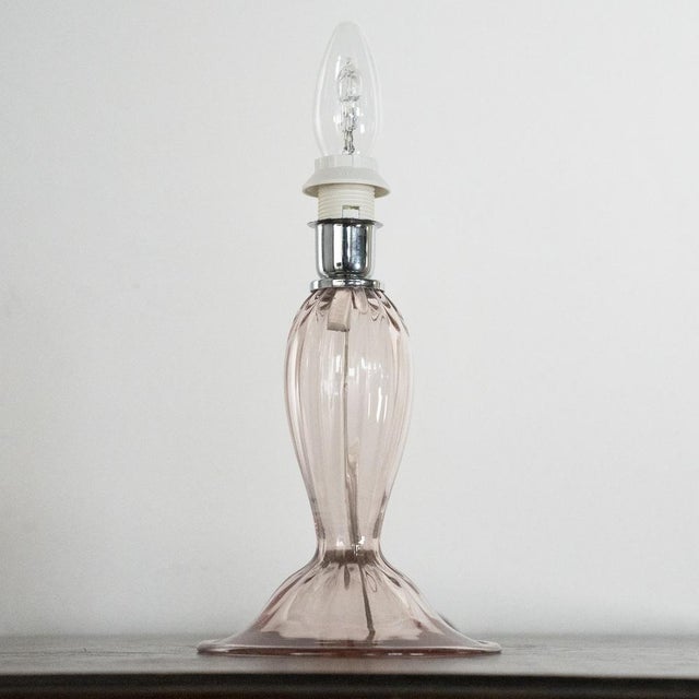 Glass Murano Glass Table Lamp in Pink Color, Italy, 1980s, Set of 2 For Sale - Image 7 of 12