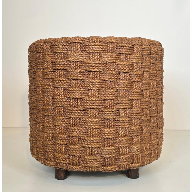 1970s 1970s Rope stool with round wooden legs in the style of Audoux Minet For Sale - Image 5 of 12