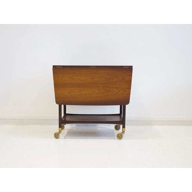 Mid-Century Modern Wooden Serving Table with Black Formica Top by Ludvig Pontoppidan, 1950s For Sale - Image 3 of 15