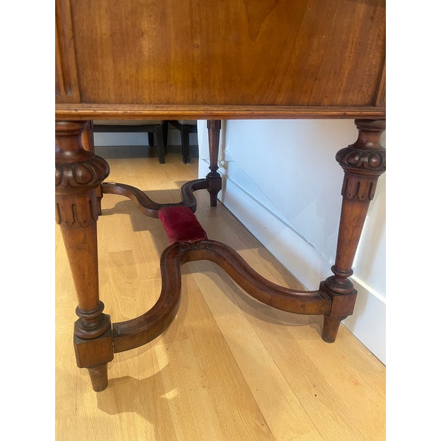 Textile 19th Century Antique French Writing Desk With Unusual Velvet Footrest For Sale - Image 7 of 17