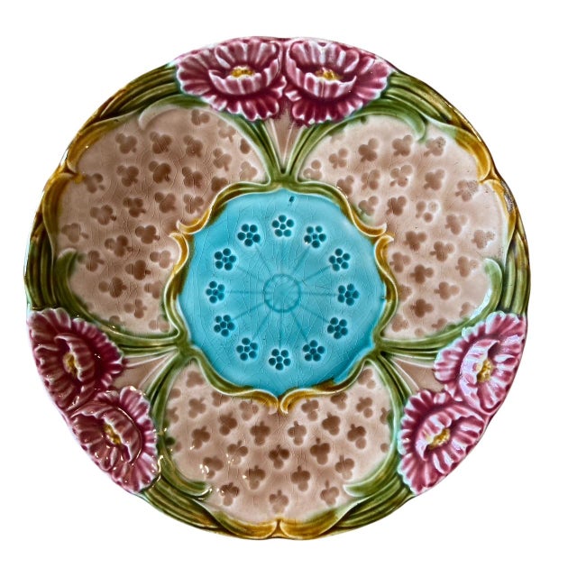 French Majolica Dahlia Plate, 19th Century For Sale - Image 9 of 9