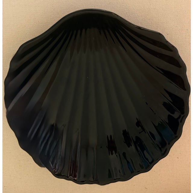 1980s Black Ceramic Clam Shell Dish by Studio Nova For Sale - Image 5 of 6
