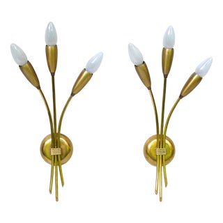 Vintage Wall Lights in Brass, 1950s, Set of 2 For Sale
