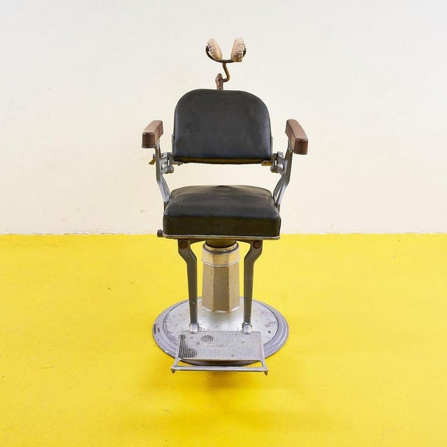 Vintage Metal Barber Stool, 1950s For Sale - Image 10 of 10