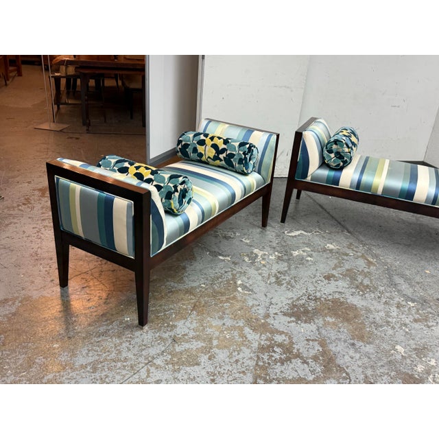 Bespoke Coastal Stripe Benches, Pair For Sale - Image 9 of 12