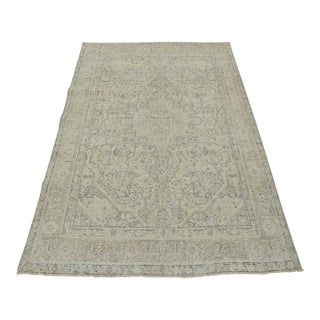 Tabriz Rug 6’6” X 9’3” Beige Wool Vintage Distressed Hand-Knotted Carpet For Sale